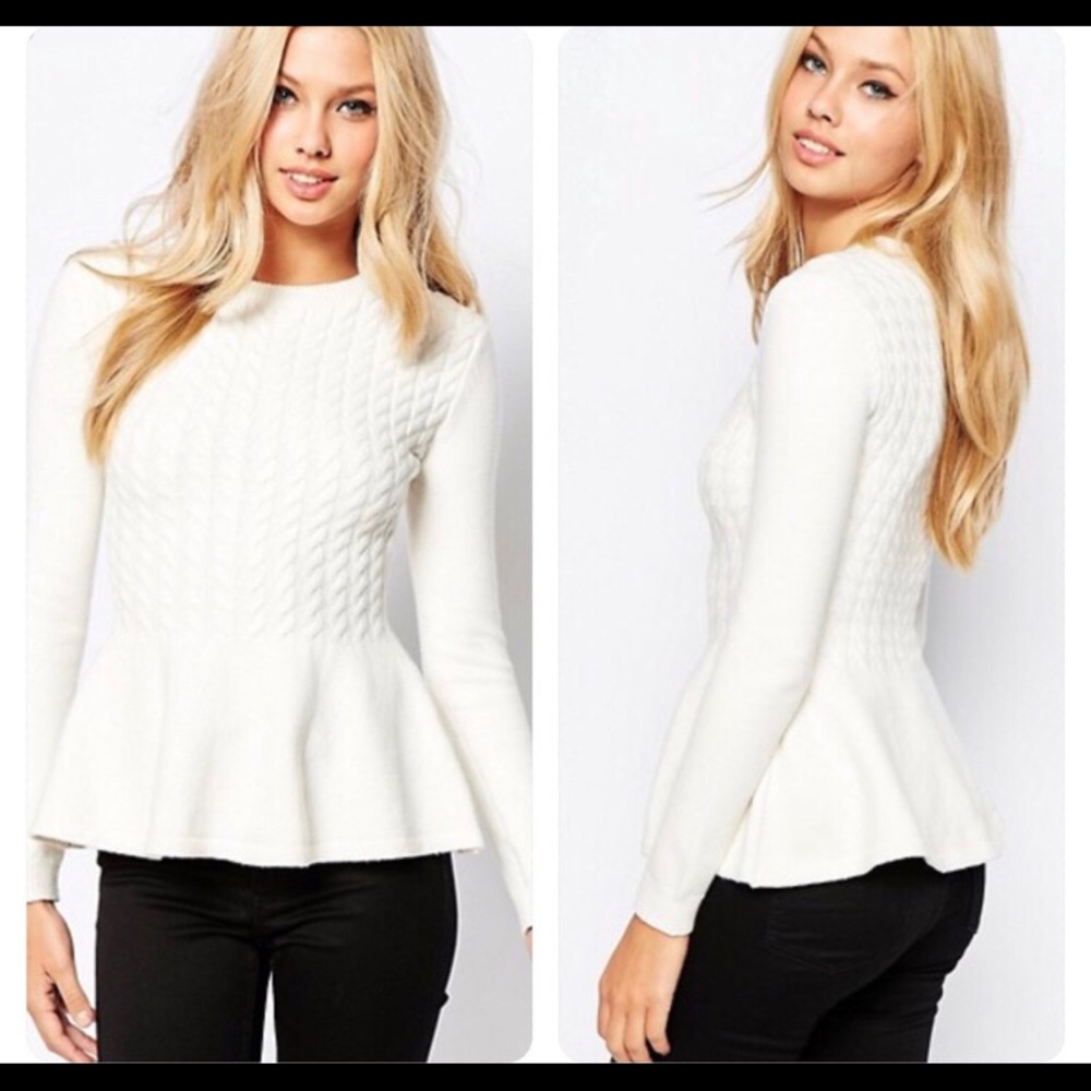 White peplum pullover sweater